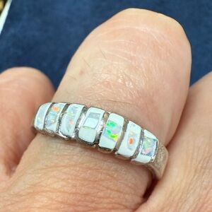 Opal Inlay Silver Ring
